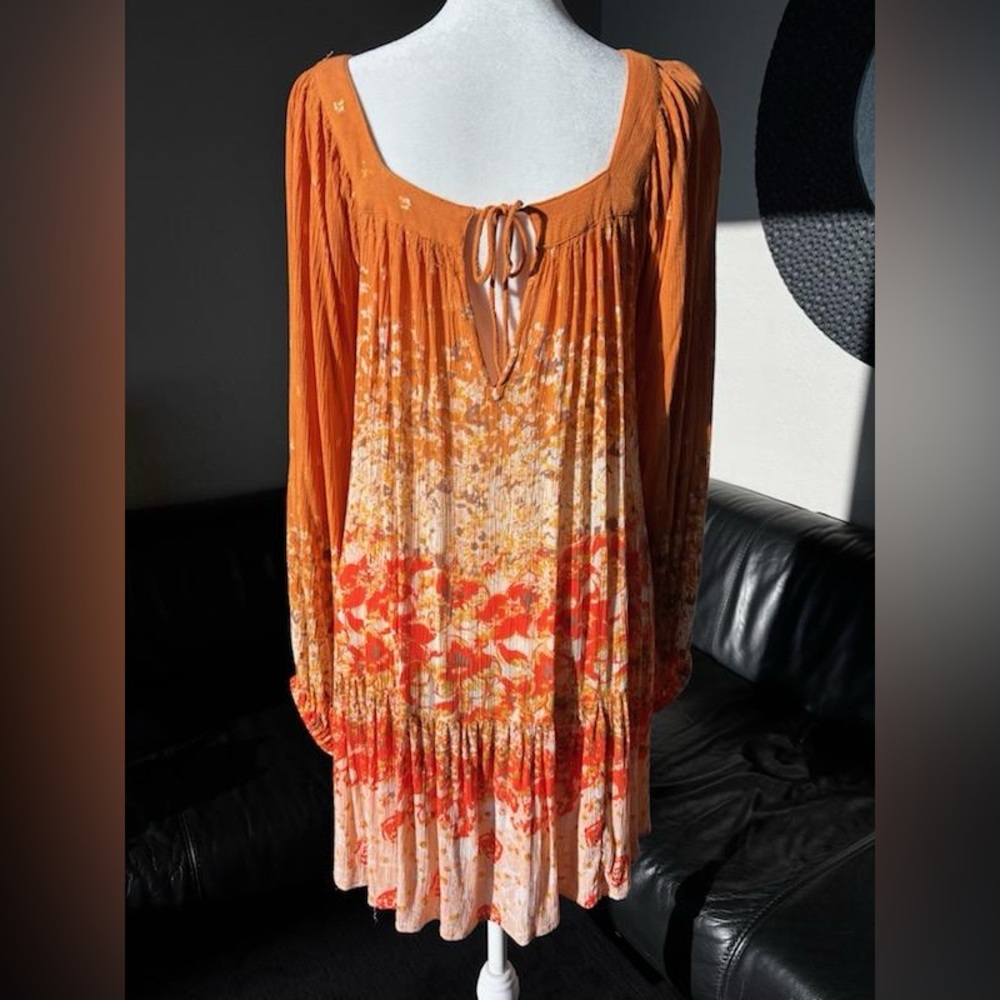 Free People Orange and Yellow Floral Tunic Dress - Picture 2 of 14